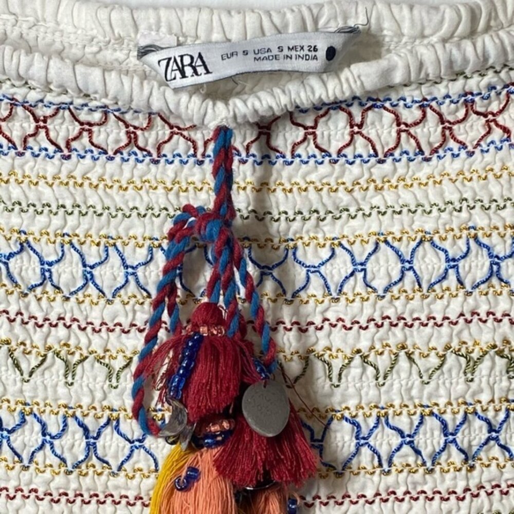 Zara White Embroidered Mini Skirt — Size S - Picture 10 of 10